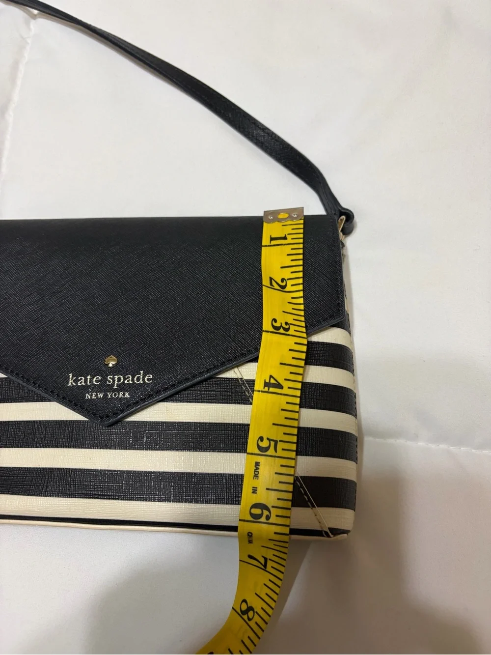 kate spade Black & Cream Striped Envelope Crossbody
